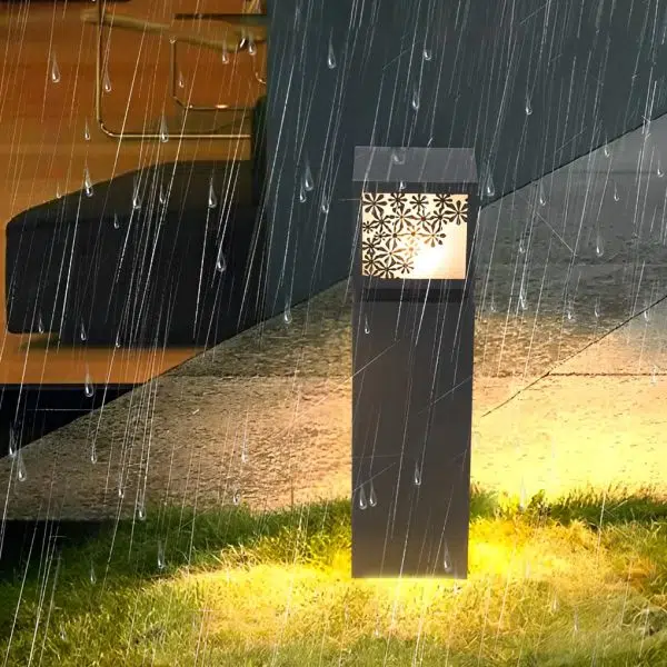 Snowflakes Decor LED Waterproof Black Modern Solar Outdoor Lawn Lamp - Image 2