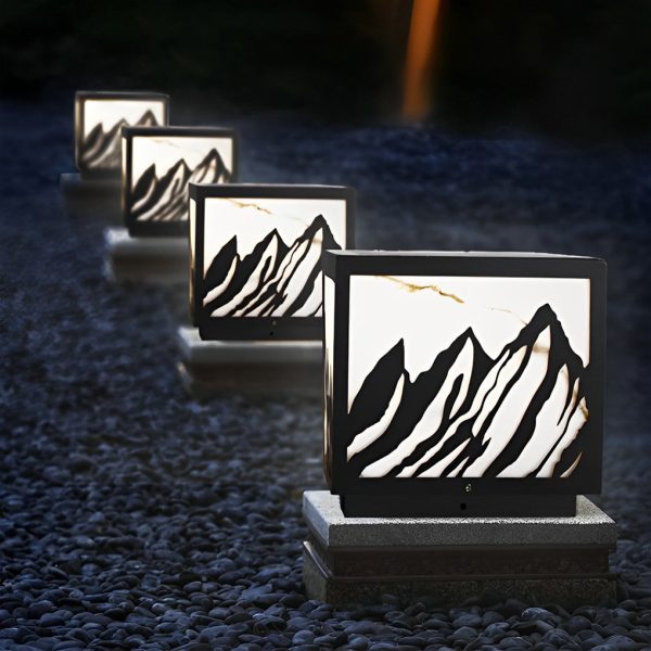 Outdoor Waterproof LED Mountain Scenery Black Solar Fence Post Lights - Image 5