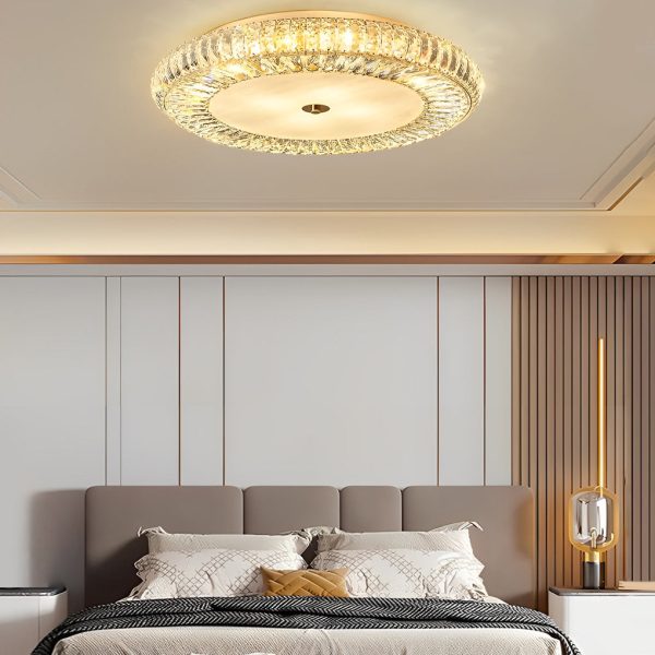 Round Crystal Three Step Dimming Glass Luxury Modern Ceiling Light Fixture - Image 3