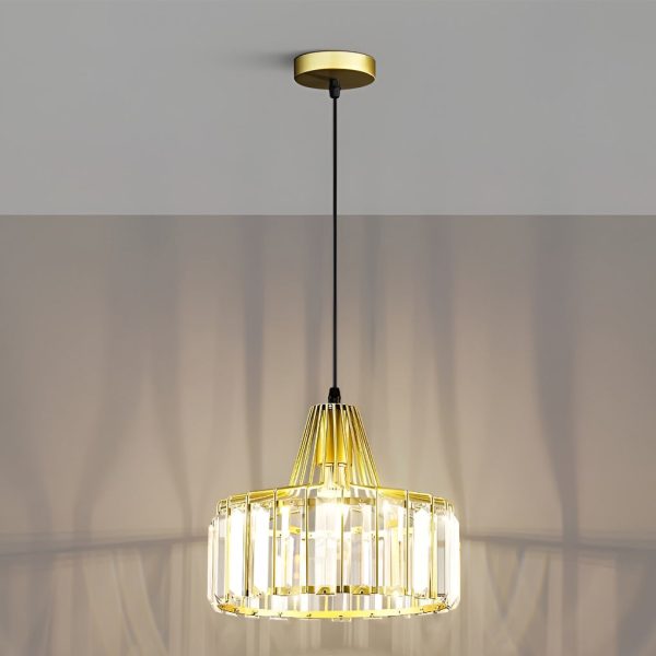 Drum-shaped Crystal Metal Modern Chandelier Pendant Light Hanging Lamp - Image 5