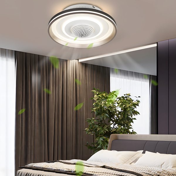 Nordic Round Circles LED Invisible Flush Mount Ceiling Fan Light - Image 2