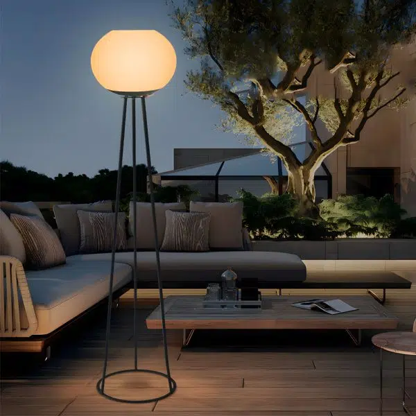52 inch Globe LED Outdoor Tripod Standing Floor Lamp - Image 2
