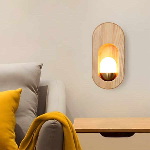 1-Light Wood Oval Wall Sconce - Wood/Walnut - Image 2