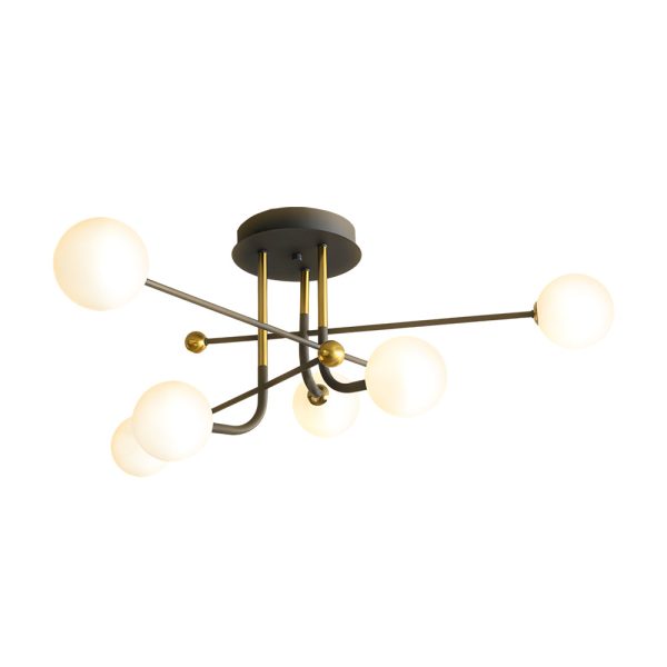 4/6/8-Light Modern Sputnik Globe Semi-Flush Mount Light with White Glass Shade - Image 9