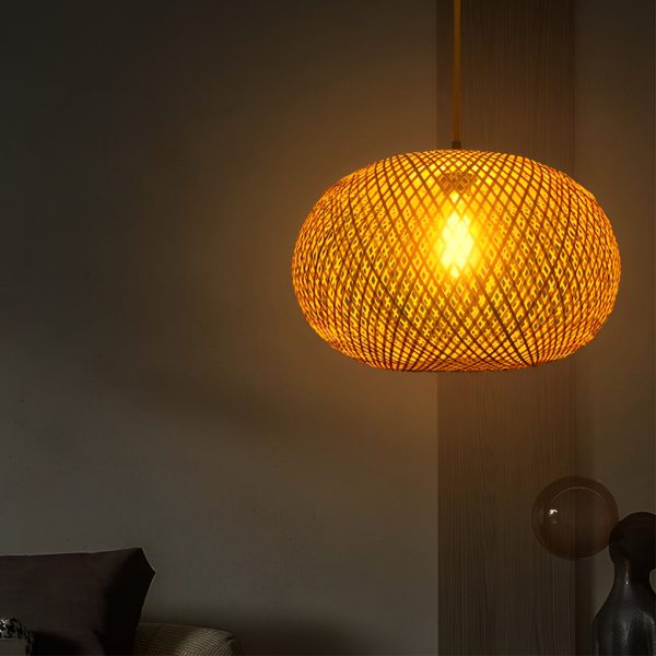 Round Creative Handmade Bamboo Rattan Modern Chandelier Pendant Lights - Image 3
