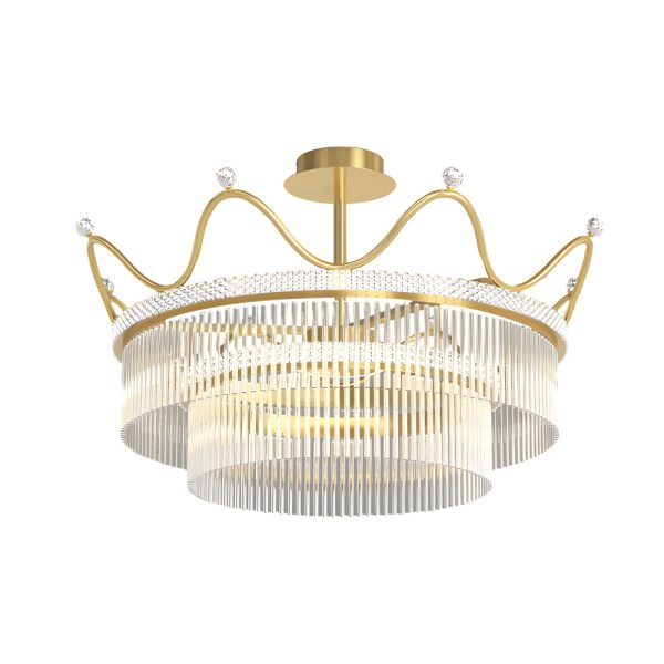 Round Crystal Crowns Three Step Dimming Luxury Postmodern Chandelier - Image 6