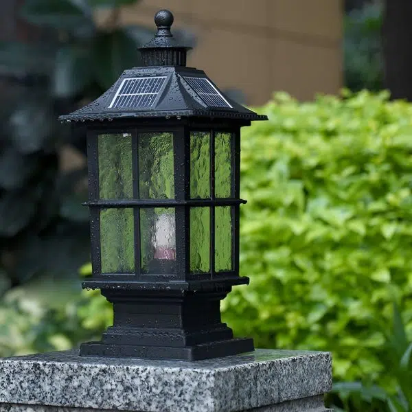 Waterproof Dimming LED Black Modern Solar Post Caps Light with Remote Control - Image 5