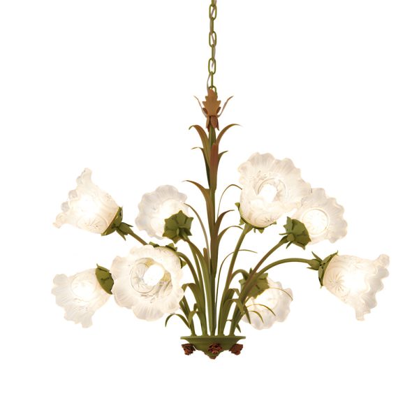 Modern Pastoral Green Flower Hanging Chandelier - 3/6/8-Light - Image 9