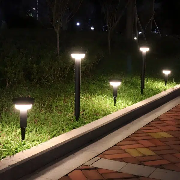Modern Black Round LED Solar Outdoor Path Light with Stake - Garden Bollard Light - Image 7