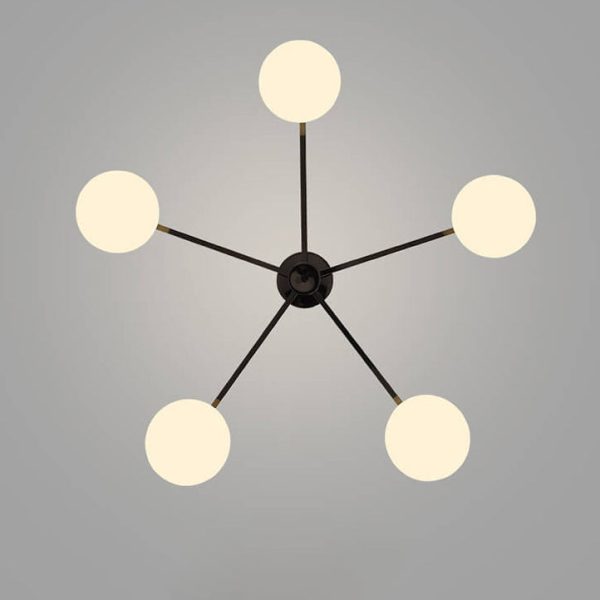 Nordic Light Luxury Glass Ball Iron Bracket 3/4/5 Light Semi- Flush Mount Ceiling Light - Image 24