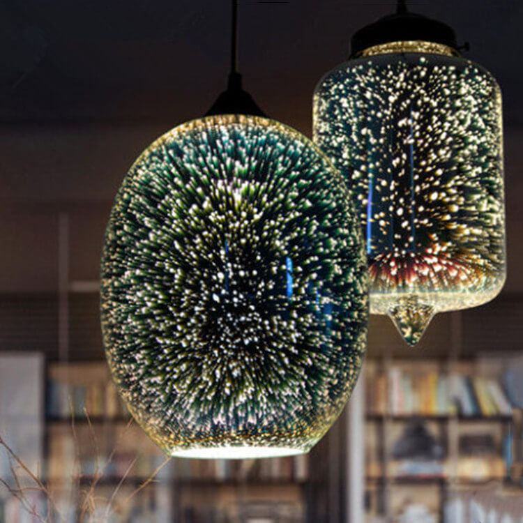 3156267788-2013189638.jpg Modern Creative 3D Stained Fireworks Glass Jar 1-Light Pendant Light - Image 1