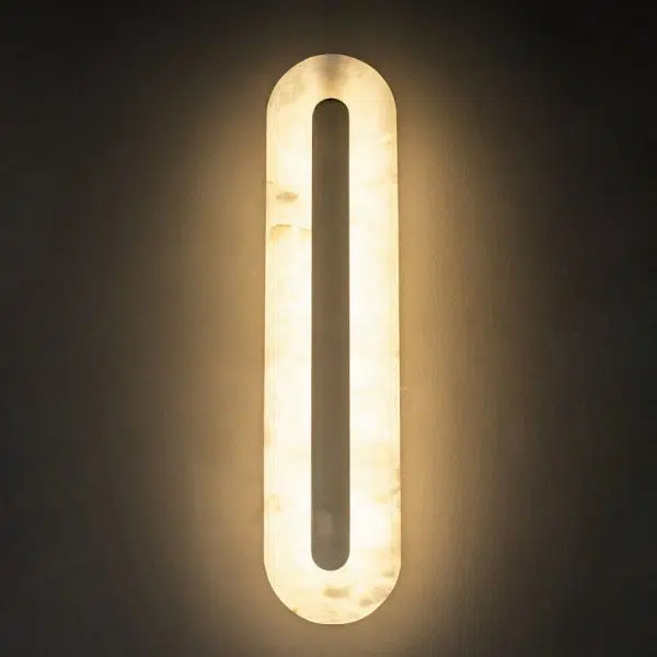 Light Luxury Brass Marble Oval Square LED Wall Sconce Lamp - Image 7