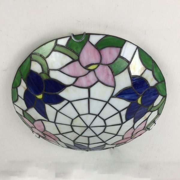Traditional Tiffany Round Shell Bead Stained Glass 2-Light Flush Mount Ceiling Light For Hallway - Image 22