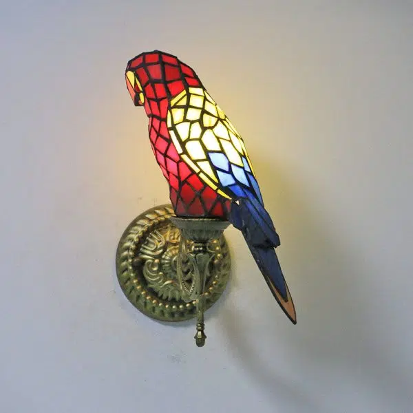 Tiffany Vintage Parrot Stained Glass 1-Light Wall Sconce Lamp - Image 20