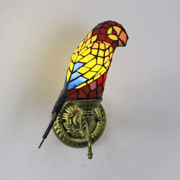 Tiffany Vintage Parrot Stained Glass 1-Light Wall Sconce Lamp - Image 17