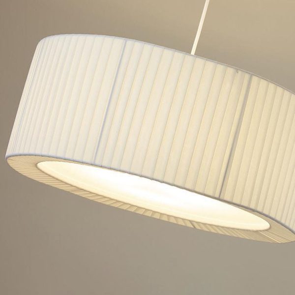 Contemporary Scandinavian Round Iron Acrylic Fabric 4/5 Light Pendant Light For Living Room - Image 18