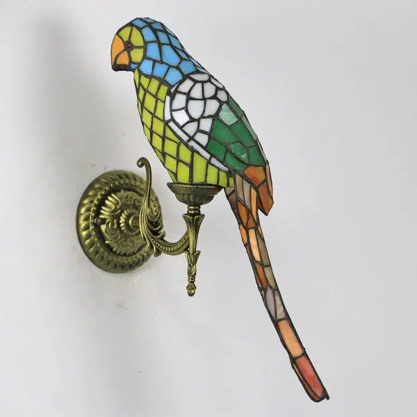Tiffany Vintage Parrot Stained Glass 1-Light Wall Sconce Lamp - Image 23