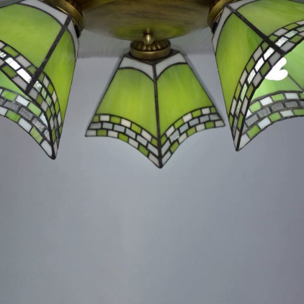 Tiffany Light Luxury Stained Glass Horn 3-Light Semi-Flush Mount Lighting - Image 21