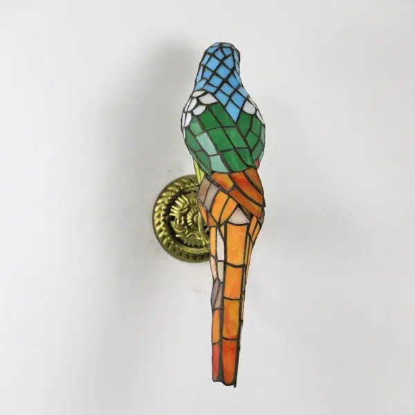 Tiffany Vintage Parrot Stained Glass 1-Light Wall Sconce Lamp - Image 25