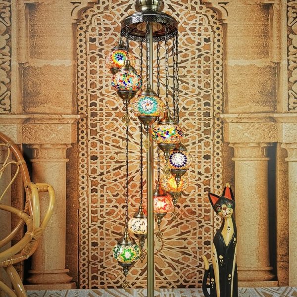 Retro Turkish Moroccan Globe 9-Light Standing Floor Lamp - Image 23