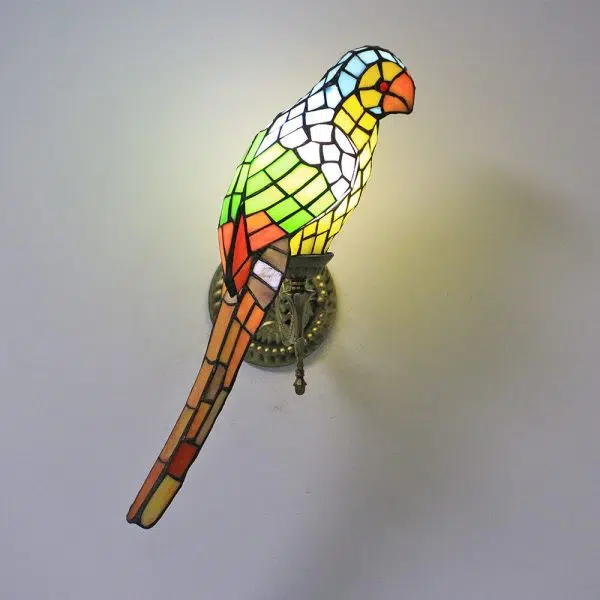 Tiffany Vintage Parrot Stained Glass 1-Light Wall Sconce Lamp - Image 21
