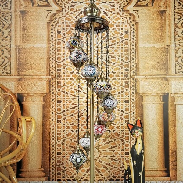 Retro Turkish Moroccan Globe 9-Light Standing Floor Lamp - Image 24