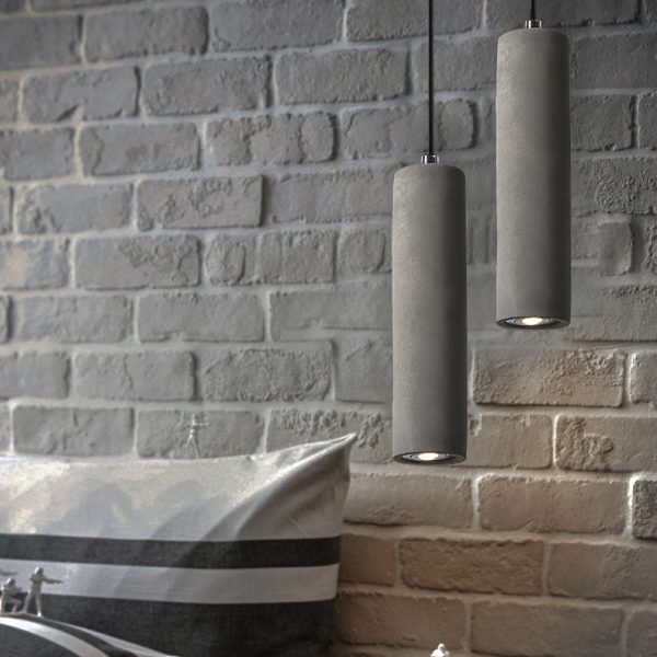 Contemporary Industrial Cylindrical Rough Texture Cement 1-Light Pendant Light For Living Room - Image 5