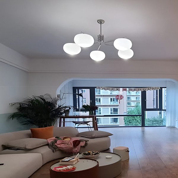 5 Lights Glass Three Step Dimming Light LED Nordic Chandelier Hanging Lamp - Image 8