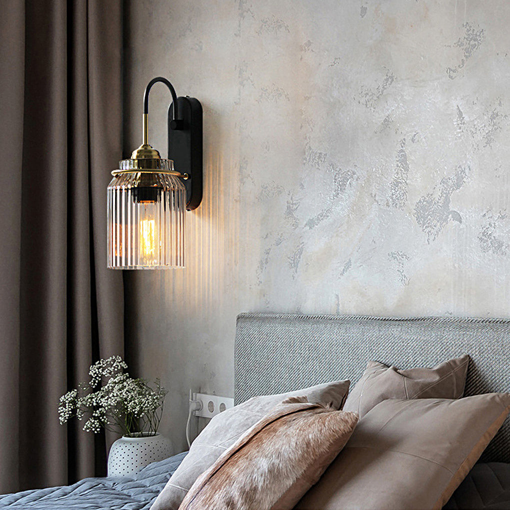 4-064655ab-980a-4d51-b8e5-49282e5e1d60.jpg Round Funnel Wavy Glass Shade LED Modern Wall Lamp Wall Sconces Lights - Image 1