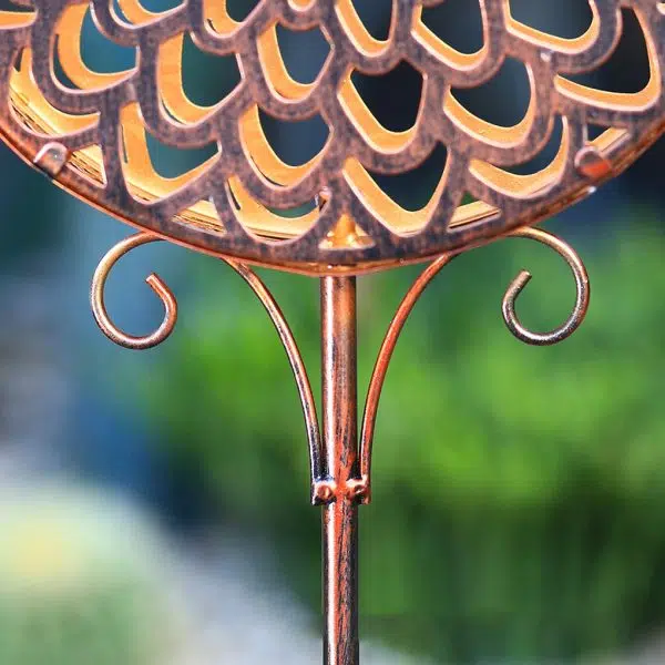 Round Iron Hollow Projection Flowers Screen Waterproof Solar Ground Lights - Image 3