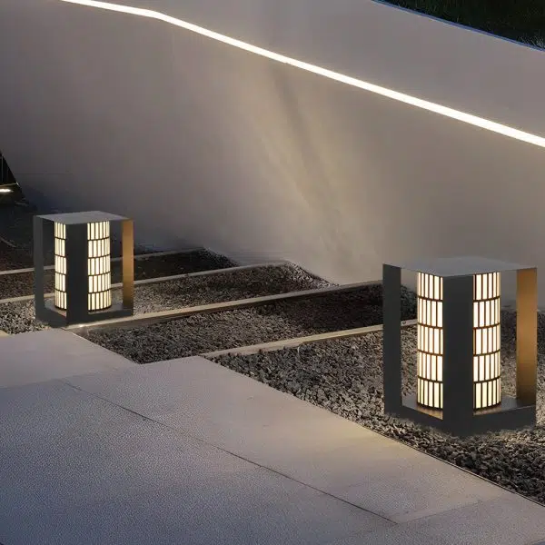 Square Lantern Waterproof LED Black Modern Backyard Landscaping Lights - Image 2