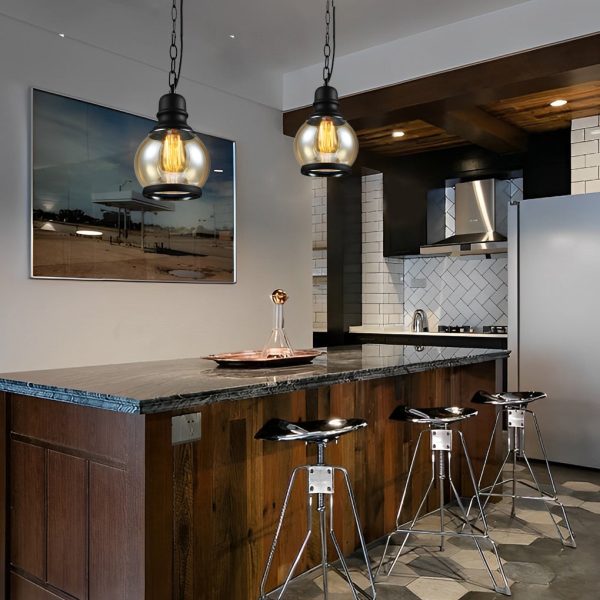 Retro Bottle Brown Glass Shade Creative Industrial Pendant Lights Chandelier - Image 2