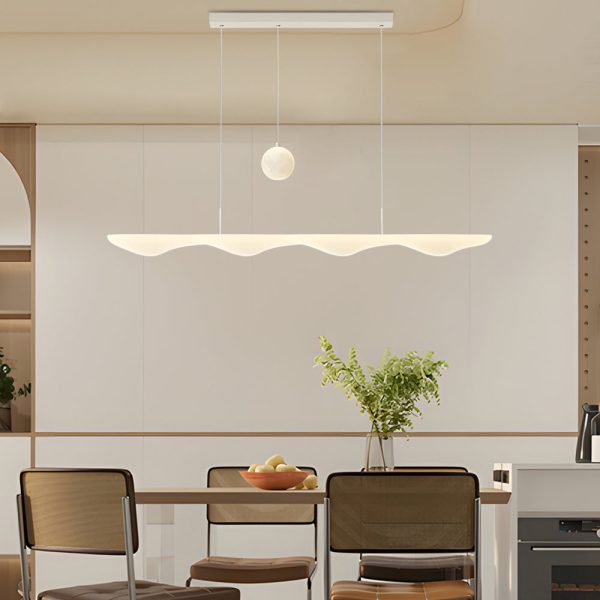 Long Strip Waves Moon Three Step Dimming White Creative Modern Chandelier - Image 3