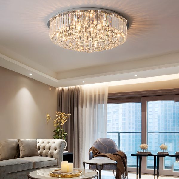 Round Light Luxury 3 Step Dimming Modern Crystal Ceiling Light Fixture - Image 3