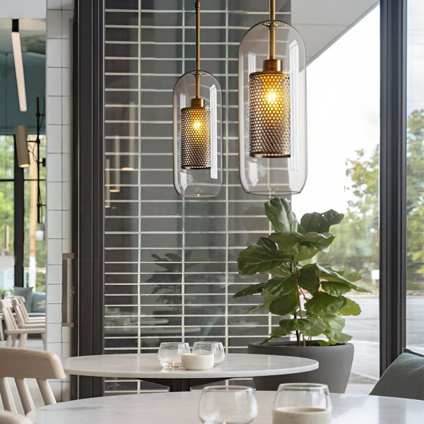 Minimalist Round Glass LED Industrial Pendant Light Kitchen Island Lighting - Image 4