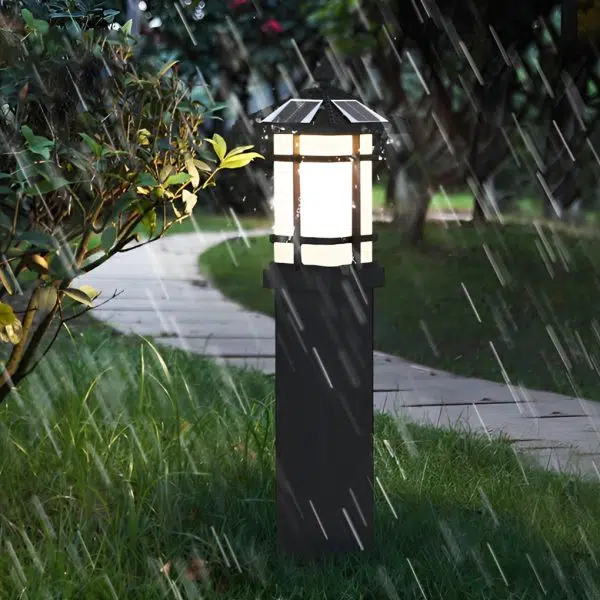 Modern Solar LED Lawn Lamp with Ancient Asian Style Top Waterproof Outdoor Light - Image 4
