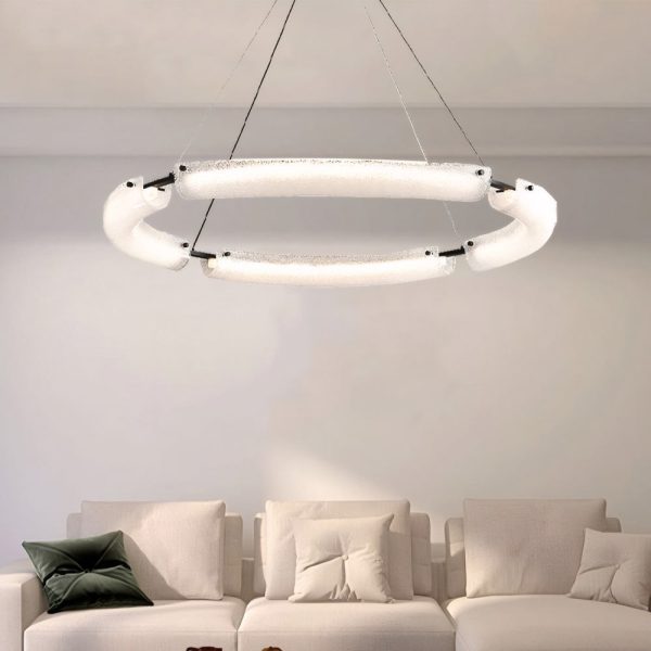 26''/34''/42'' Wide LED Frosted Water Glass Ring Chandelier - Image 4