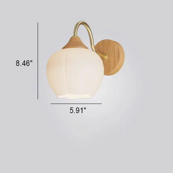 Nordic Striped Glass Round Log Wood 1-Light Wall Sconce Lamp - Image 13