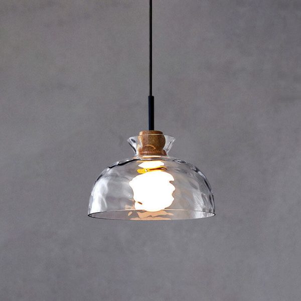 Nordic Clear Rippled Glass Shaded 1-Light Pendant Light - Image 17