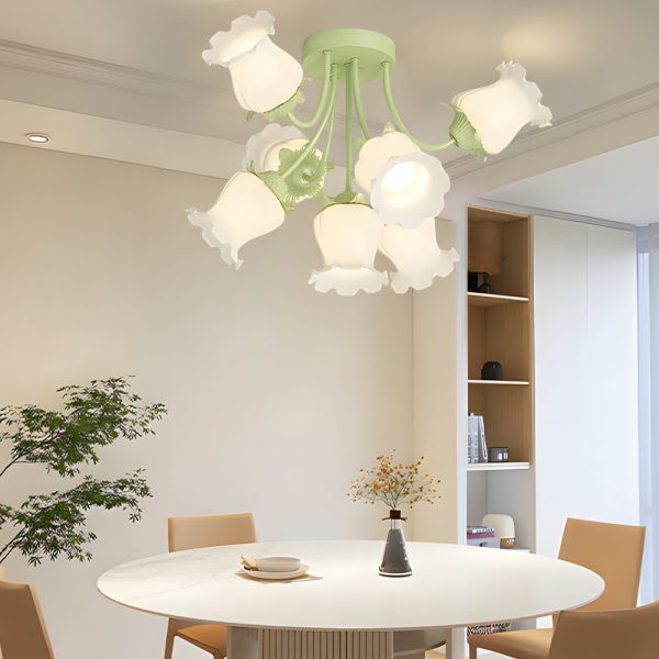 7 Heads White Flowers 3 Step Dimming Creative Modern Ceiling Light Fixture - Image 3