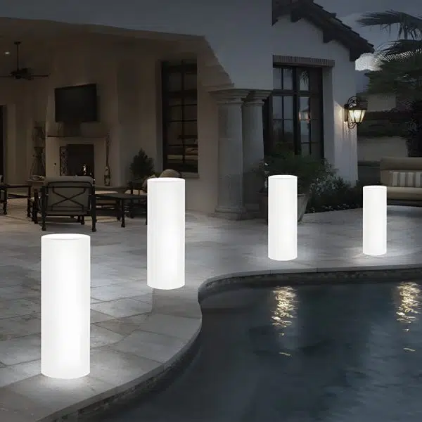Cylinder PE LED Outdoor Floor Lamp with Remote, Color Changing RGB - Image 2