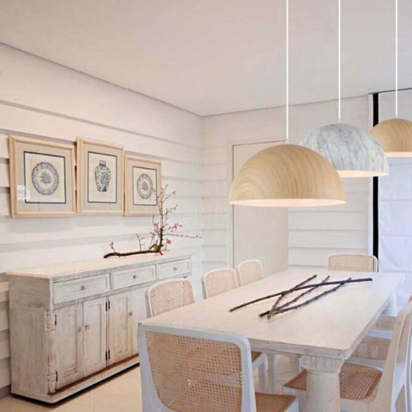 Nordic Minimalist Marbled Semicircle 1-Light Pendant Light - Image 15