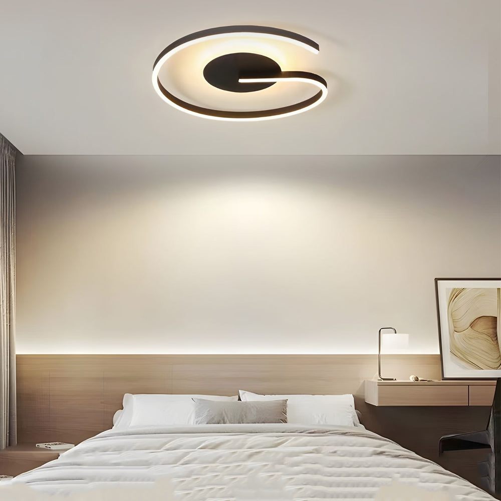 4-25a428d3-eba0-4d4a-a073-5b52844fac73.jpg White/Black Open Ring Circle Ceiling Lamp LED Bedroom Flush Mounted Ceiling Light - Image 1