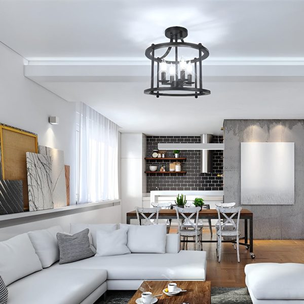 Retro Metal Lantern Design Industrial Style Ceiling Lights Pendant Light - Image 3