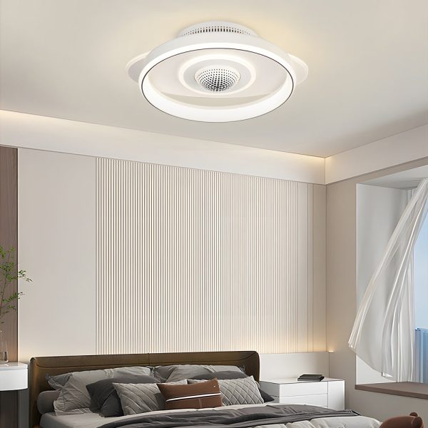 LED Smart Bladeless Ceiling Fan Round White Ceiling Fans with Dimmable Light - Image 4
