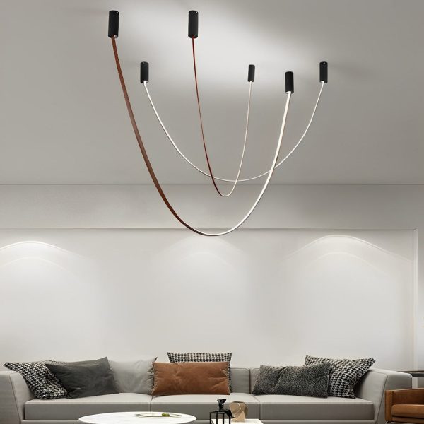 Flexible Long Art Leather Belts Minimalist Duplex Staircase Chandelier - Image 3