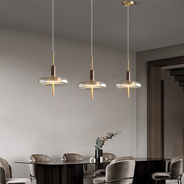 Minimalist Luxury Glass Wood Brass 3 Step Dimming Nordic Pendant Lights - Image 3