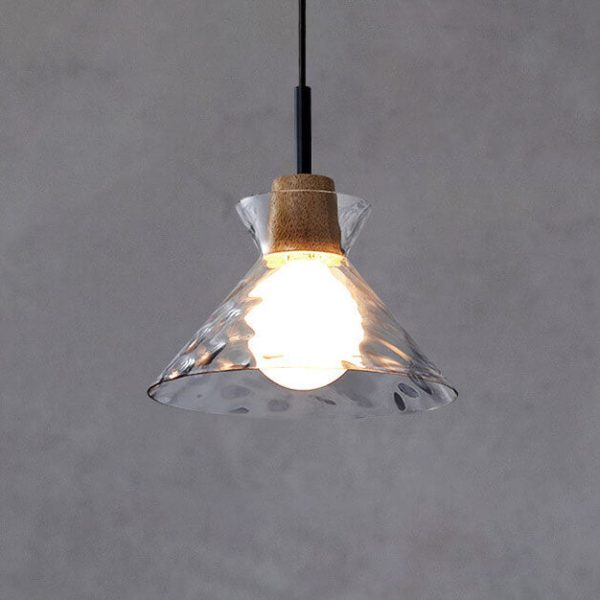 Nordic Clear Rippled Glass Shaded 1-Light Pendant Light - Image 18