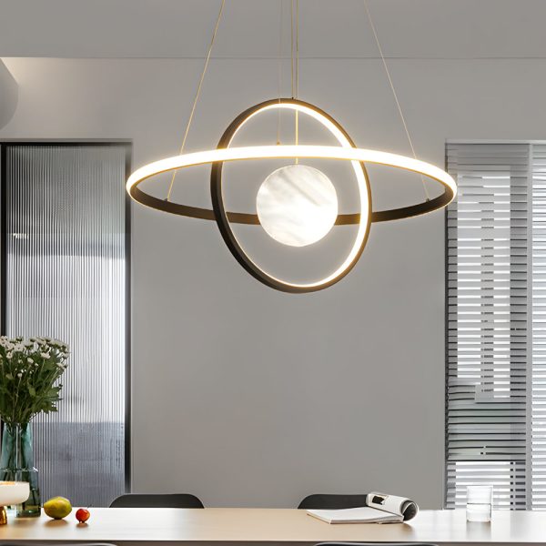 Circular Rings Planet 3 Step Dimming Simple Modern Dining Room Chandelier - Image 3