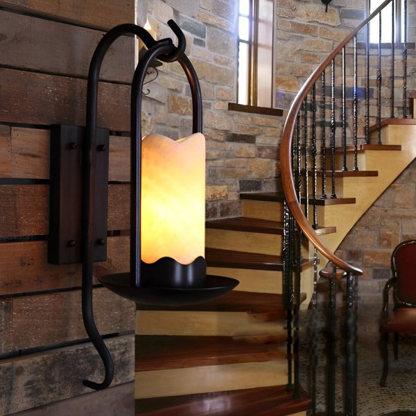 Creative Candlestick LED Iron Black Retro American-style Wall Lamp - Image 4